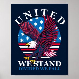 United We stand - Eagle en American Flag Poster