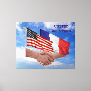 United We Stand USA & France Wrapped Canvas Afdruk
