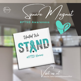 United We Stand with PTSD Heroes Square Magnet Magneet