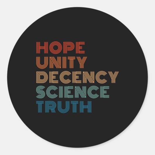Unity Decency Science Waarheid Ronde Sticker (Voorkant)