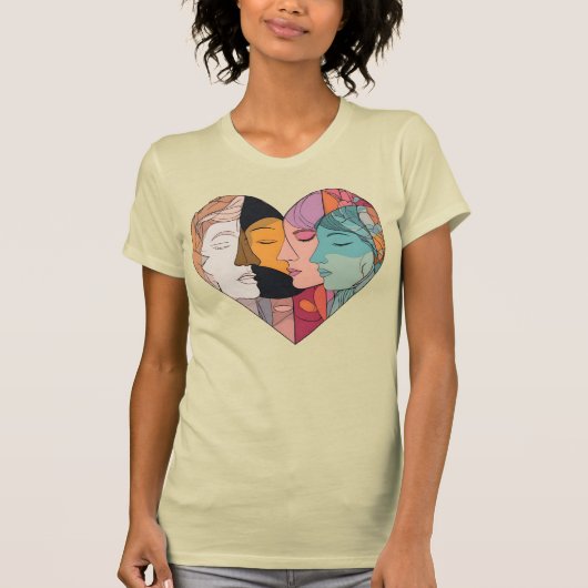 Unity Heart Diverse Faces Line Art Diversity  T-shirt (Voorkant)