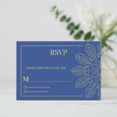 Unity in Bloom Blue Response Card Save The Date (Staand voorkant)