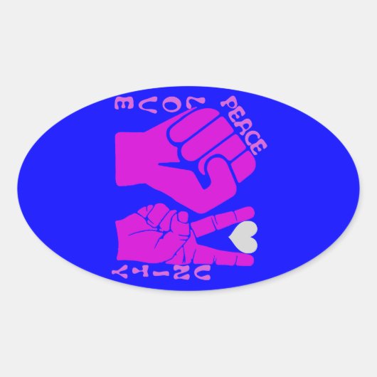 Unity, Love & Peace, Togetherness_ Ovale Sticker (Voorkant)