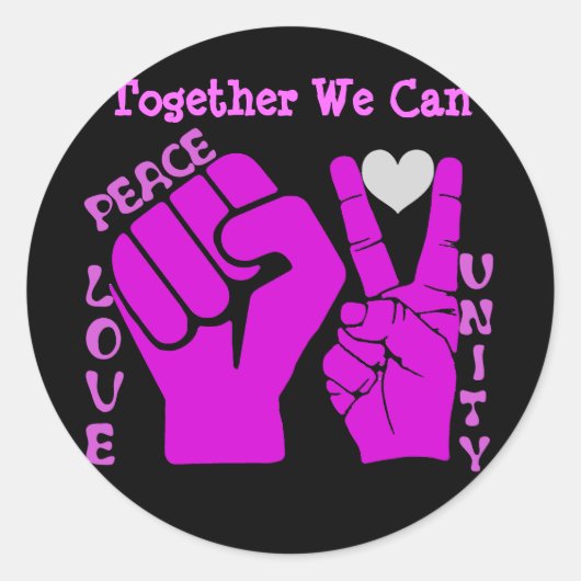 Unity, Love & Peace, Togetherness_ Ronde Sticker (Voorkant)