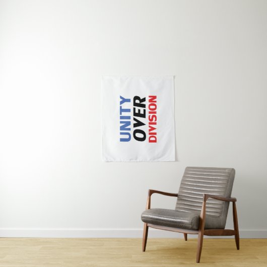 "Unity over Division" Blauw Rood Wit Zwart Wandkleed (In situ)