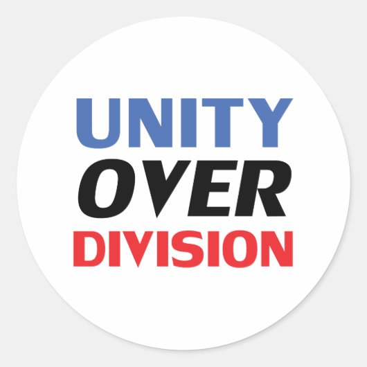"Unity over Division" blauw rood zwart wit Ronde Sticker (Voorkant)