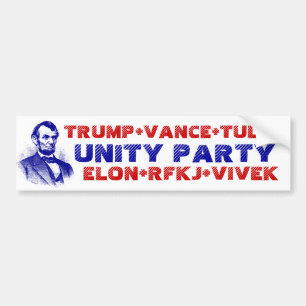UNITY PARTY Trump Vance Tulsi Elon RFKJ Vivek Bumpersticker
