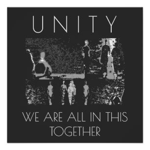 "Unity, Together" Inspirerend Wit Grijs Zwart Perfect Poster