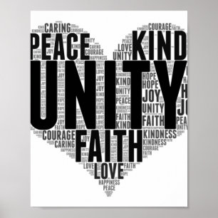 Unity WordCloud Be Kind Stop Pesten Oranje Eenheid Poster