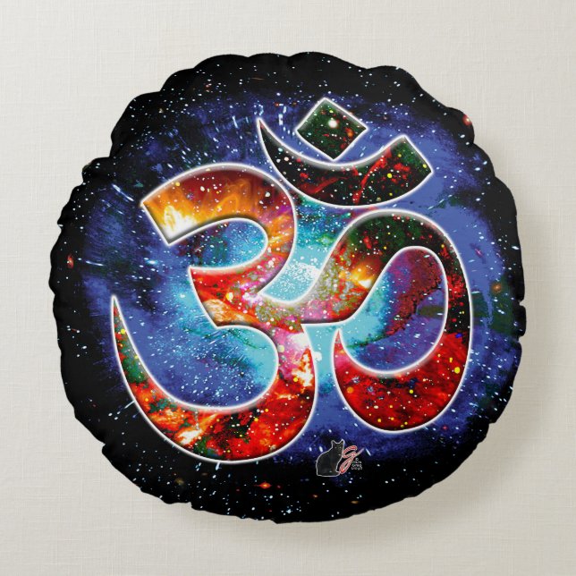Universal OM Asana Rond Kussen (Voorkant)
