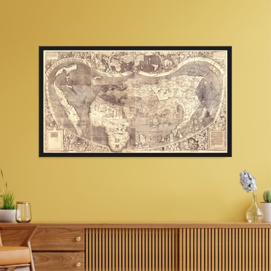 Universalis Cosmographia door M. Waldseemuller 150 Canvas Afdruk (Insitu (Woonkamer))