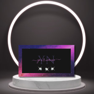Universe Black Blue Pink Sparkle Jewels Monogram Visitekaartje
