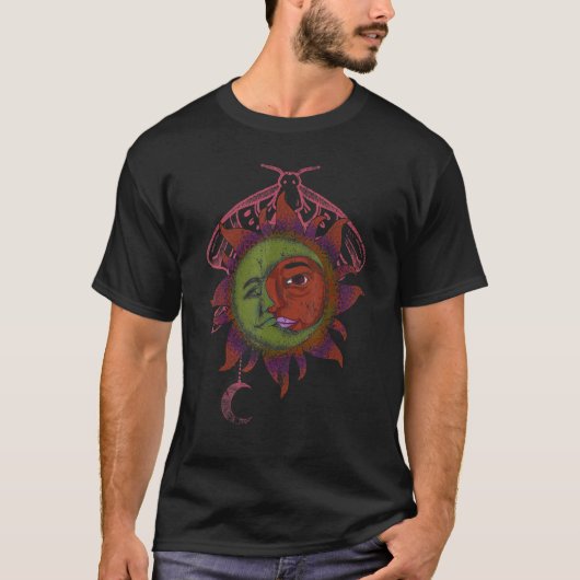 Universe Bohemian Aesthetic Boho Sun Moon Astrolog T-shirt (Voorkant)