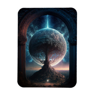 Universe Cosmic Tree Surreal Fantasy Art Magneet