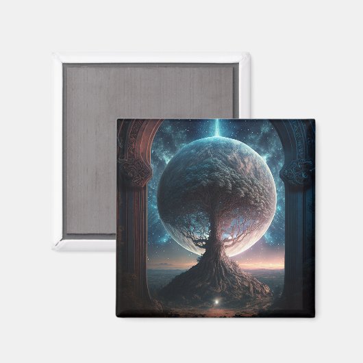 Universe Cosmic Tree Surreal Fantasy Art Magneet (Voorkant / Achterkant)