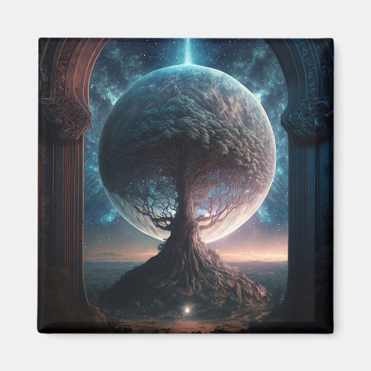 Universe Cosmic Tree Surreal Fantasy Art Magneet (Voorkant)
