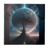 Universe Cosmic Tree Surreal Fantasy Art Tegeltje (Voorkant)