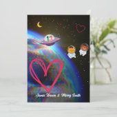 Universe Earth Cosmonauts in Love Wedding Kaart (Staand voorkant)