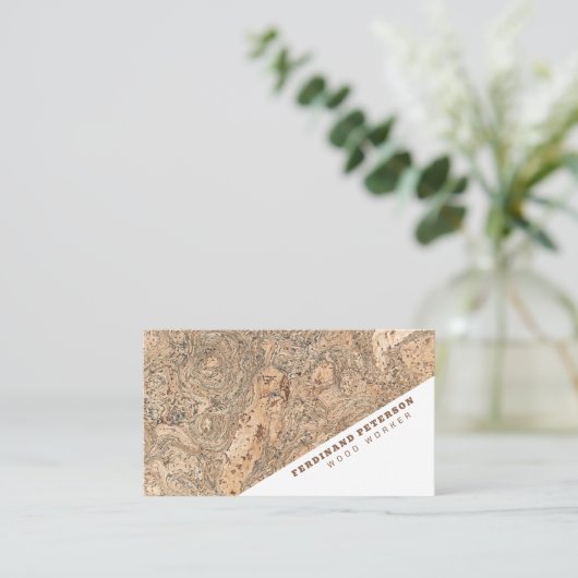 Universeel visitekaartje met houtextuur. (Staand voorkant)