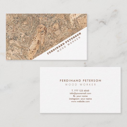 Universeel visitekaartje met houtextuur. (Voorkant / Achterkant)