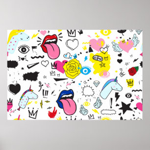 Universele trend handtekening naadloos patroon. Tr Poster