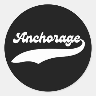 Universitaire stijl Anchorage City Alaska AK Ronde Sticker