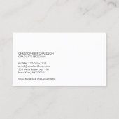 UNIVERSITÉ/COLLÈGE ÉTUDIANT Carte de visite BLANC (Dos)