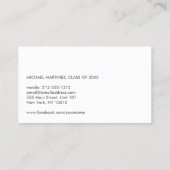 UNIVERSITÉ/COLLÈGE ÉTUDIANT Carte de visite NOIR (Dos)