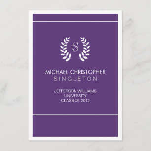 Université Purple & White Graduation Faire-part