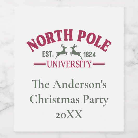 Universiteit Noordpool Funny Kerstfeestdag Wijn Etiket (Enkel label)