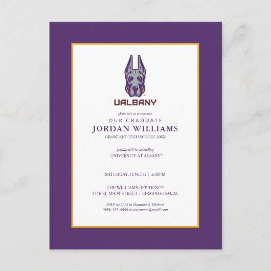 Universiteit van Albany Great Danes Aankondigingskaart (Voorkant)