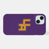 Universiteit van Albany Initialen Logo iPhone 15 Hoesje (Achterkant horizontaal)
