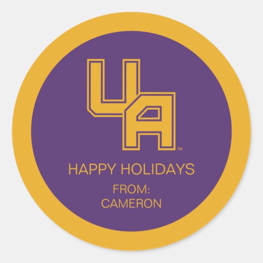 Universiteit van Albany Initialen Logo Ronde Sticker (Voorkant)