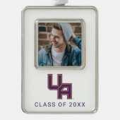 Universiteit van Albany Initialen Logo Verzilverd Kader Ornament (Voorkant)