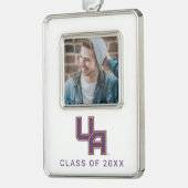 Universiteit van Albany Initialen Logo Verzilverd Kader Ornament (Links)