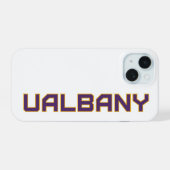 Universiteit van Albany Wordmark iPhone 15 Hoesje (Achterkant horizontaal)