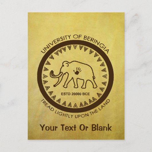 Universiteit van Beringia Mammoth Briefkaart (Voorkant)