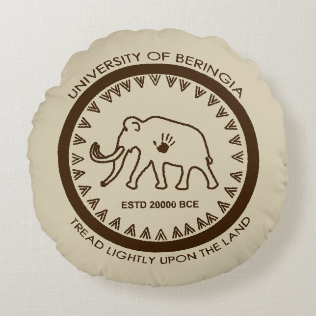 Universiteit van Beringia Mammoth Rond Kussen (Voorkant)
