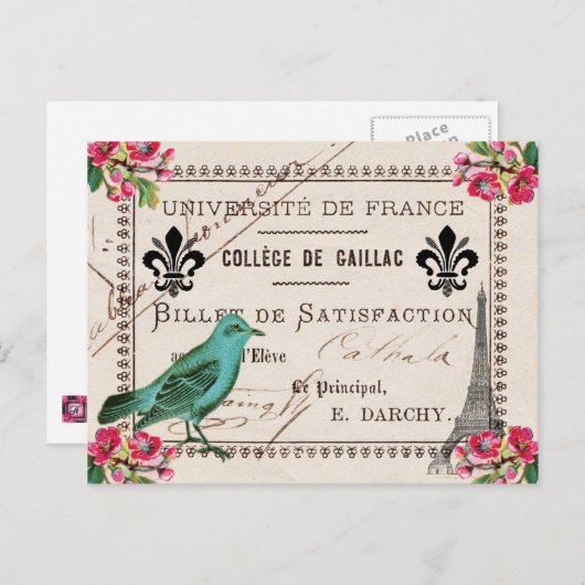 Universiteit van Frankrijk Frans Briefkaart (Voorkant / Achterkant)