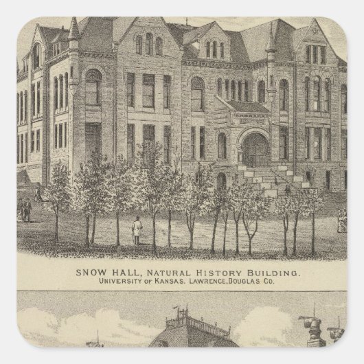 Universiteit van Kansas Vierkante Sticker (Voorkant)