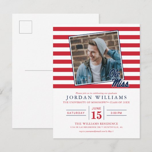 Universiteit van Mississippi | Ole Miss Script Aankondigingskaart (Voorkant / Achterkant)