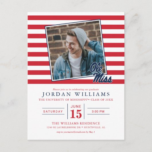 Universiteit van Mississippi | Ole Miss Script Aankondigingskaart (Voorkant)