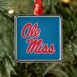 Universiteit van Mississippi   OLE Miss Script Metalen Ornament