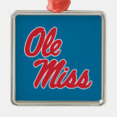 Universiteit van Mississippi | OLE Miss Script Metalen Ornament (Voorkant)