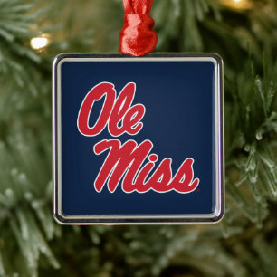 Universiteit van Mississippi OLE Miss Script Metalen Ornament
