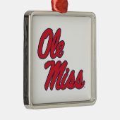 Universiteit van Mississippi | OLE Miss Script Metalen Ornament (Rechts)