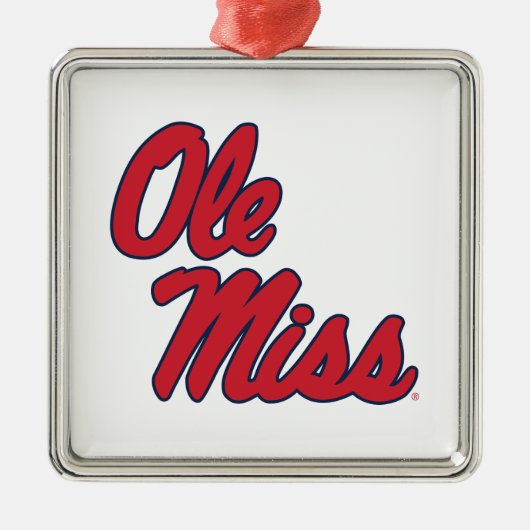 Universiteit van Mississippi | OLE Miss Script Metalen Ornament (Voorkant)