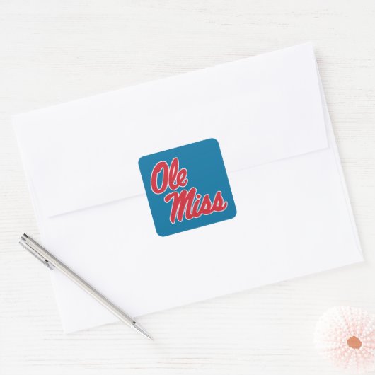 Universiteit van Mississippi | OLE Miss Script Vierkante Sticker (Envelop)