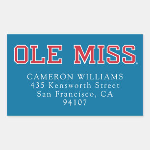 Universiteit van Mississippi Ole Miss Wordmark Rechthoekige Sticker