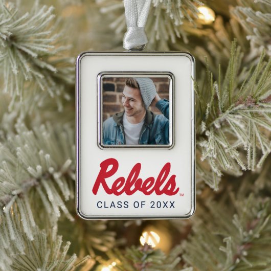 Universiteit van Mississippi | Rebels Script Verzilverd Kader Ornament (Boom)